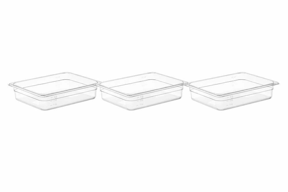 Vollrath Clear Polycarbonate 1/2 Size Food Pan, 2.5 Inch Deep - Set of 3